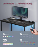 NEU Gaming-Tisch mit LED-Beleuchtung ebenholzschwarz-tintenschwarz