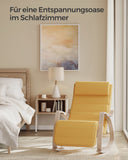 NEU Schaukelstuhl mit Armlehnen aus Birkenholz pastellgelb-naturfarben beige