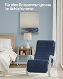 NEU Schaukelstuhl mit 5-Fach verstellbarer Fußstütze mitternachtsblau weiß