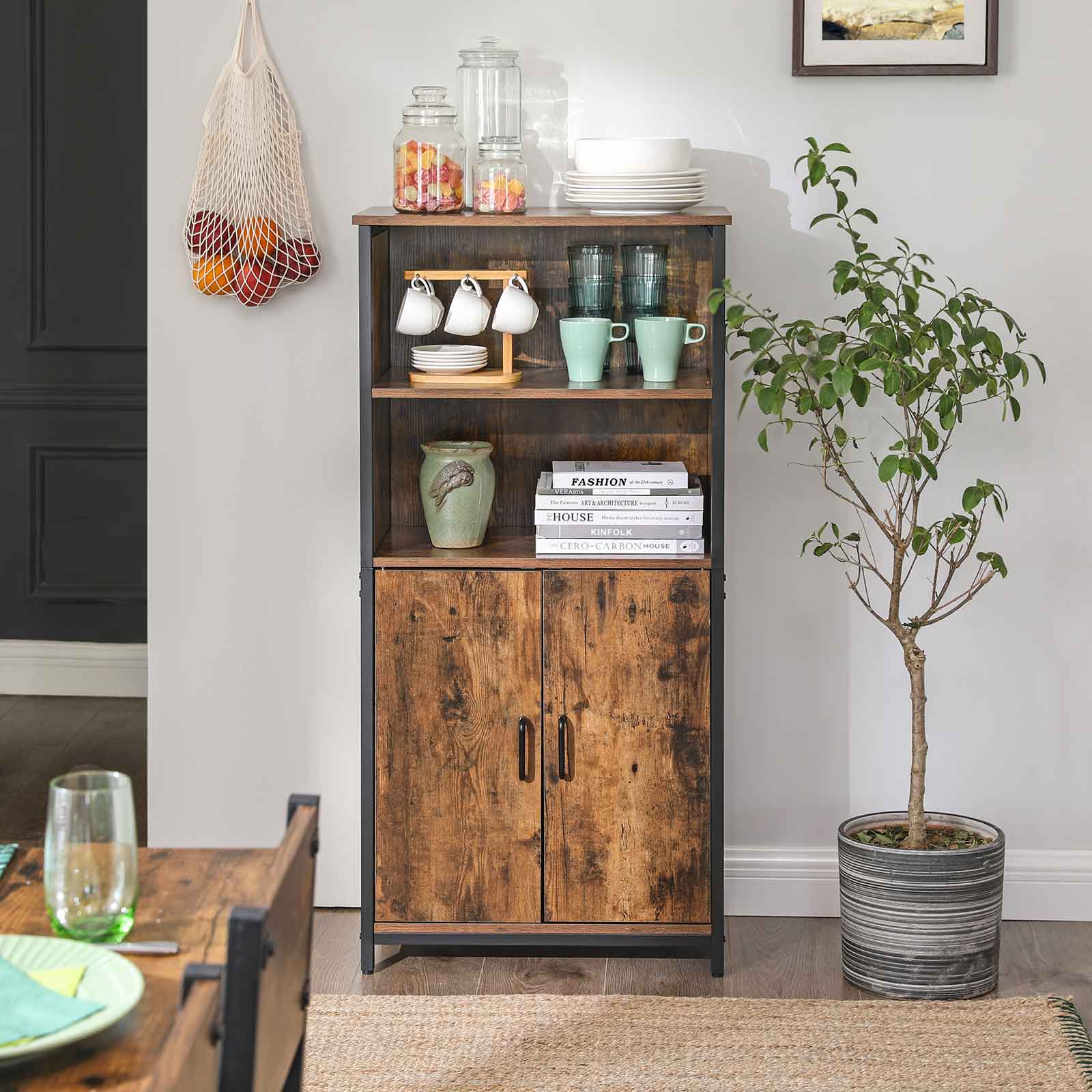 aufbewahrung esszimmer Aufbewahrungsschrank Vintagebraun-Schwarz – Hansiro.de