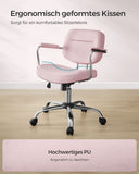 NEU Schreibtischstuhl aus PU mit Armlehnen pastellrosa