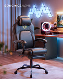NEU Gaming-Stuhl mit Fußstütze und Kopfkissen tintenschwarz