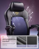 NEU Gaming-Stuhl mit Fußstütze und Kopfkissen tintenschwarz
