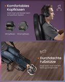 NEU Gaming-Stuhl mit Fußstütze und Kopfkissen tintenschwarz