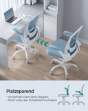 NEU Schreibtischstuhl ergonomisch klappbare Armlehnen nebelblau
