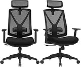NEU 2er Set Bürostuhl ergonomisch mit Fußstütze schwarz