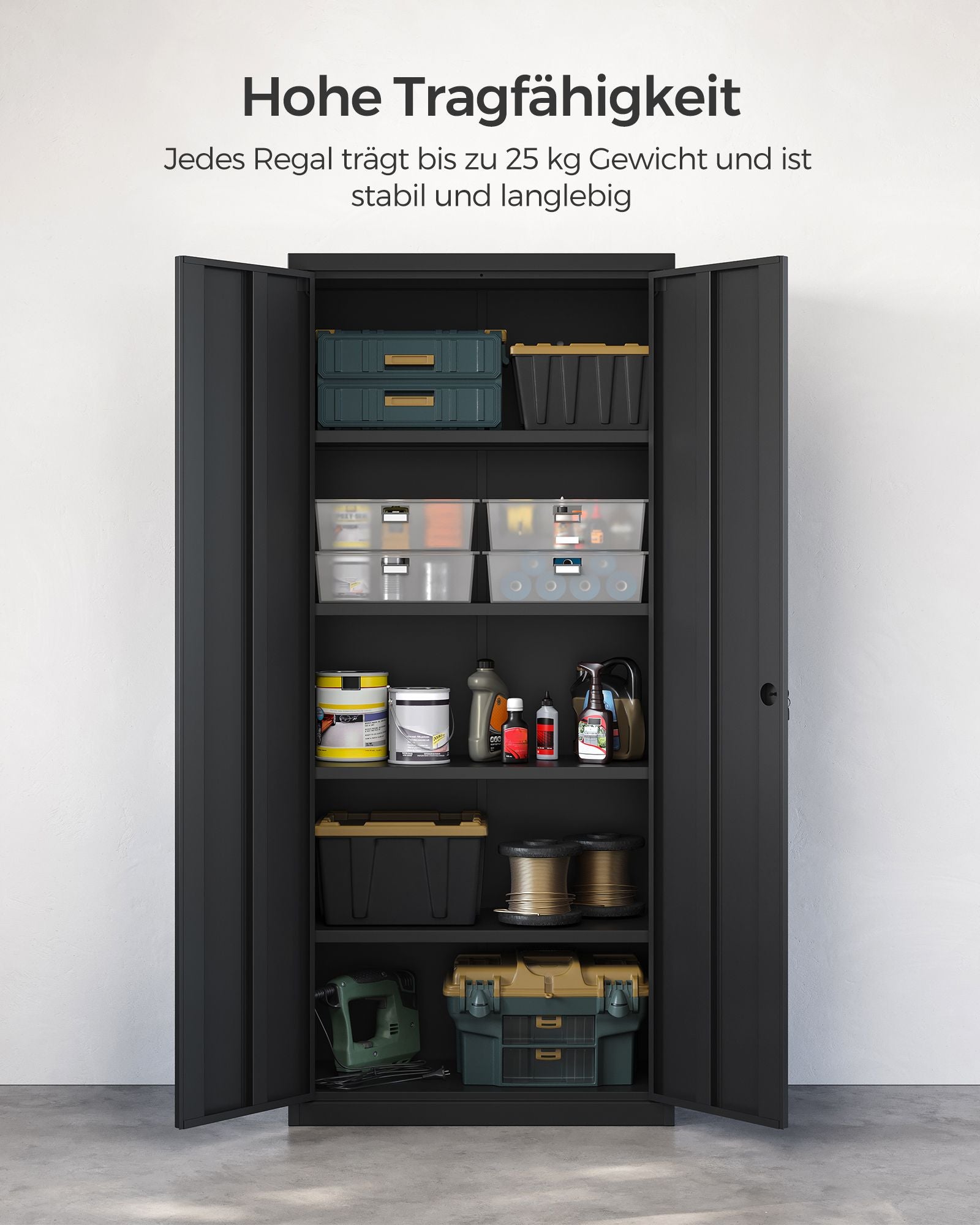 Aufbewahrungsschrank für Garage Schwarz –