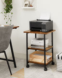 NEU Druckertisch mit 3 Ebenen und Rädern vintagebraun-schwarz