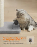 NEU Katzenkratzbaum 85 cm hoch mit Glocke und Plüschball Taubengrau