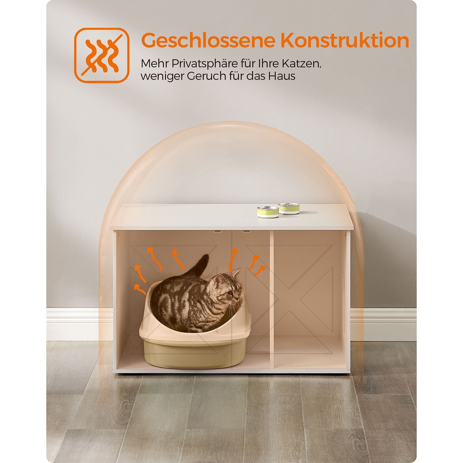 Produktbild von Katzentoilette Katzenklo-Schrank Mit Herausnehmbarer Trennwand 2 Lamellentüren E
