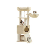 NEU Katzenkratzbaum mit Höhlen 50 x 50 x 141 cm beige