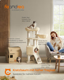 NEU Katzenkratzbaum mit Höhlen 50 x 50 x 141 cm beige