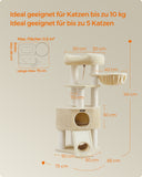 NEU Katzenkratzbaum mit Höhlen 50 x 50 x 141 cm beige