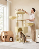 NEU Katzenkratzbaum mit Plattformen 50 x 50 x 160 cm sandbeige beige