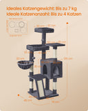 NEU Kratzbaum 136 cm mit 3 Plattformen rauchgrau