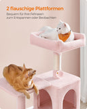 NEU Katzenkratzbaum 143 cm hoch mit 2 Plattformen und Hängematte pastellrosa
