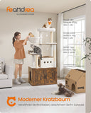 NEU Katzenkratzbaum 170 cm hoch mit Katzenklo-Schrank vintagebraun