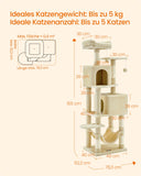 NEU Katzenkratzbaum 155 cm mit Plattformen und Hängematte beige