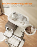 NEU Katzenkratzbaum mit 2 Höhlen und 2 Liegemulden greige