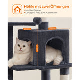 Neu Katzenbaum mit Plattformen und Hängematte 112 cm hoch Rauchgrau