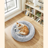 Hundebett Flauschig Ø 10cm Hellgrau