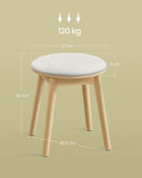 NEU Schminkhocker mit Massivholzbeine eichenbeige
