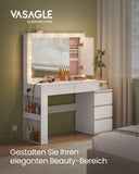 NEU Schminktisch mit LED-Beleuchtung und Spiegel 40 x 125 x 140 cm wolkenweiß