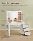 NEU Schminktisch mit LED-Beleuchtung und Spiegel 40 x 125 x 140 cm wolkenweiß
