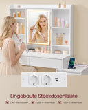 NEU Schminktisch mit LED Spiegel und Steckdosenleiste wolkenweiß