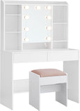 NEU Schminktisch mit Hocker und Spiegel wolkenweiß und pastellrosa