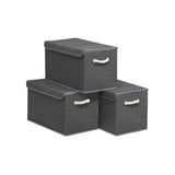 NEU 3er Set Aufbewahrungsbox mit Deckel schiefergrau