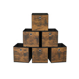 NEU 6er-Set Aufbewahrungsbox 33 x 33 x 33 cm vintagebraun-schwarz