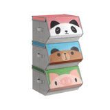 NEU 3er-Set Aufbewahrungsboxen Panda- Bär- Schwein- Motive grau