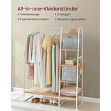 NEU Kleiderständer mit Ablagen und Haken 45 x 120 x 160 cm eichenfarben-weiß