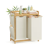 NEU Wäschekorb 2 Fächer 2 x 50 L 63 x 33 x 78 cm cremeweiß