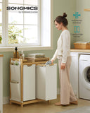 NEU Wäschekorb 2 Fächer 2 x 50 L 63 x 33 x 78 cm cremeweiß
