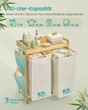 NEU Wäschekorb 2 Fächer 2 x 50 L 63 x 33 x 78 cm cremeweiß