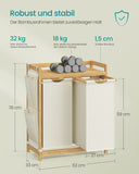 NEU Wäschekorb 2 Fächer 2 x 50 L 63 x 33 x 78 cm cremeweiß
