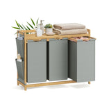NEU Wäschekorb 3 Fächer 3 x 50 L 94 x 33 x 78 cm taubengrau