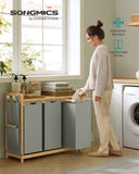NEU Wäschekorb 3 Fächer 3 x 50 L 94 x 33 x 78 cm taubengrau
