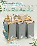 NEU Wäschekorb 3 Fächer 3 x 50 L 94 x 33 x 78 cm taubengrau