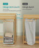 NEU Wäschekorb 3 Fächer Bambus Ablage cremeweiß