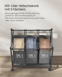 NEU Wäschesammler 4 Taschen Rollen schwarz