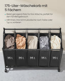 NEU Wäschekorb 4 Taschen Rollen