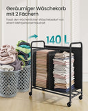 NEU Wäschekorb 2 Fächer 140 L mit Rollen schwarz