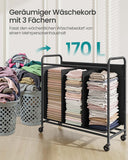NEU Wäschekorb 170 L mit Rollen und 3 Fächern tintenschwarz