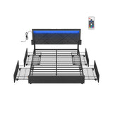 NEU Doppelbettgestell 160 x 200 cm mit LED und 4 Schubladen