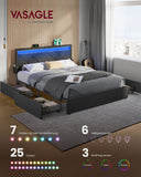 NEU Doppelbettgestell 160 x 200 cm mit LED und 4 Schubladen