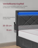 NEU Doppelbettgestell 160 x 200 cm mit LED und 4 Schubladen
