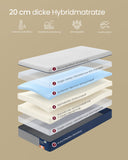 NEU Matratze 90 x 200 cm mit Gel-Memory mittelfest H3